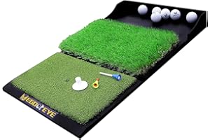 EGOOIEYE Golf Hitting Mat,Dual-Turf Mat with Ball Tray,Tri-Turf Mat,Golf Practice Mat Heavy Duty Rubber Base, Driving Chipping Practice,Golf Mats for Indoor or Outdoor Trining