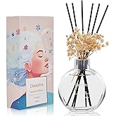 Donurex Flower Reed Diffuser Set 5.07oz Gardenia Scent Diffuser with Sticks Home Fragrance Reed Diffuser for Bathroom Shelf Decor