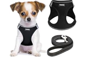 YIMEIS Dog Harness and Leash Set, No Pull Soft Mesh Pet Harness, Reflective Adjustable Puppy Vest for Small Medium Large Dogs, Cats (Black, X-Small (Pack of 1))