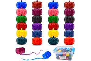 Cenmeytoy 24 Count Halloween Pumpkin Kids Crayons, 12 Colors Non Toxic Washable Crayons for Kids, Pumpkin-shaped for Little Hands, Halloween Goodie Bags Stuffers Party Favors Gifts