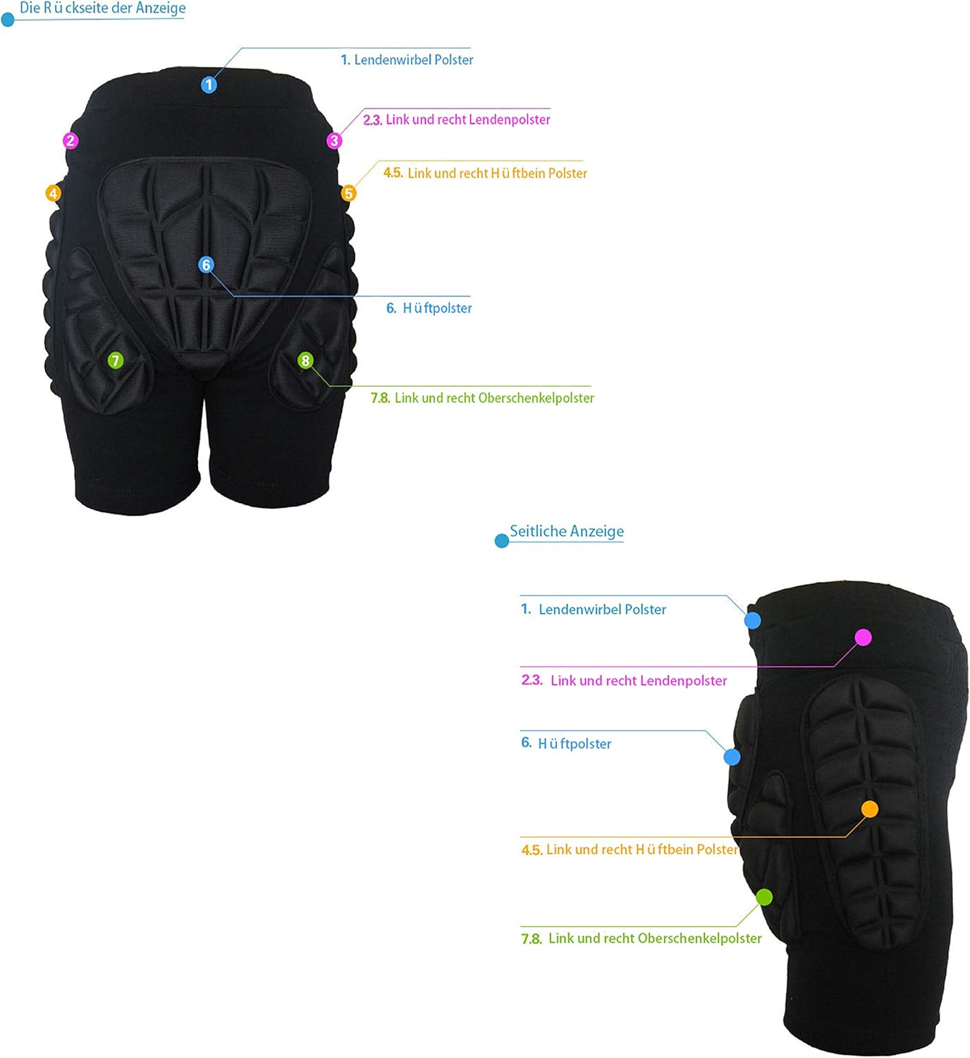 HYSENM Protection Hip Butt 3D Padded Shorts Breathable Lightweight Protective Gear for Ski Ice Skating Snowboard: Clothing
