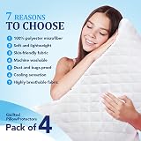 Eutony Quilted Zipped Pillow Protectors 4 Pack 50x75cm Hypoallergenic White view 5