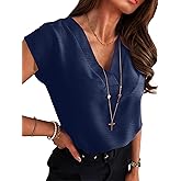 ANRABESS Women Tops Cap Sleeve Dressy Casual V Neck Shirts 2026 Summer Business Work Blouses Outfits Trendy Spring Clothing