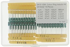 MERICDA 20 Values x 10PCS, Total 200 Pieces,0410 1/2W Color Ring Inductor Kit Including (1.0uH 2.2uH 3.3uH 4.7uH 6.8uH 10uH 15uH 22uH 33uH 47uH 100uH 150uH 220uH 330uH 470uH 680uH 1mH 2.2mH 3.3mH 4.7mH)