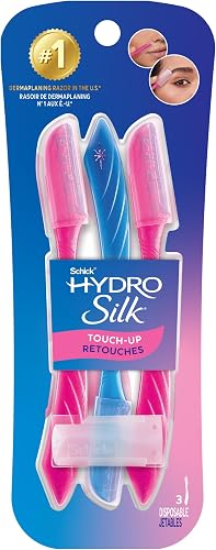 Schick Hydro Silk Touch-Up Dermaplaning Tool with Precision Cover, 3ct | Dermaplane Razor, Face Razors for Women, Peach Fuzz Remover