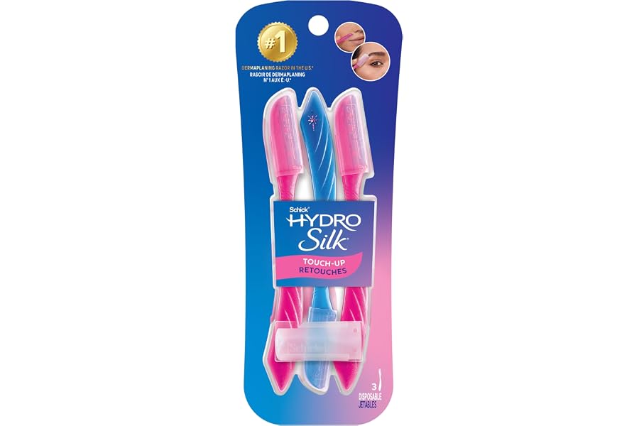 Schick Hydro Silk Touch-Up Dermaplaning Tool with Precision Cover, 3ct | Dermaplane Razor, Face Razors for Women, Peach Fuzz Remover product image