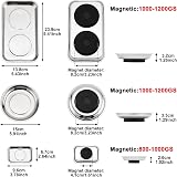 CASOMAN 3-Piece Stainless Steel Magnetic Trays Round Square Parts Organizer view 2