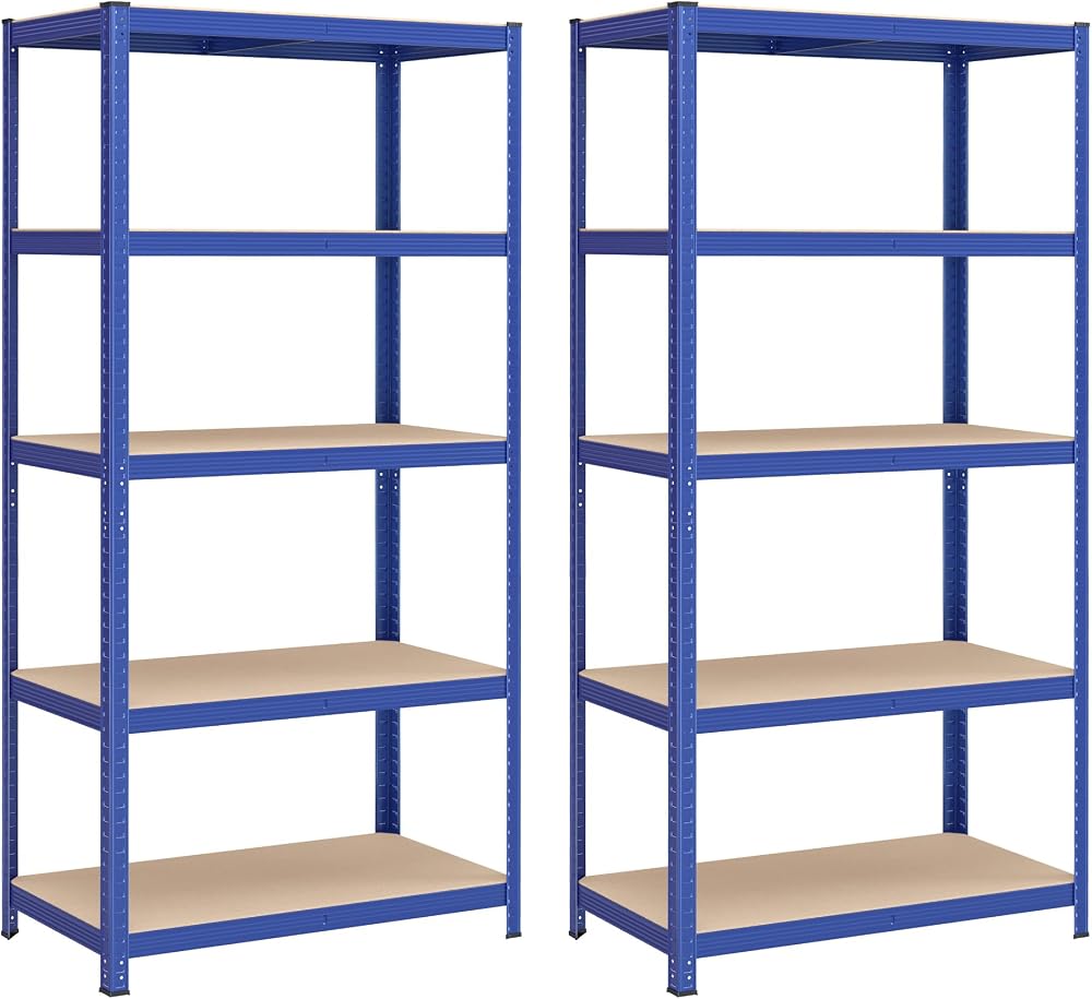 SONGMICS GLR050Q02 Set of 2 Heavy Duty Steel Shelving Units 5 Shelves 600 kg