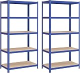 SONGMICS GLR050Q02 Set of 2 Heavy Duty Steel Shelving Units 5 Shelves 600 kg