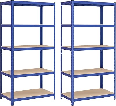 SONGMICS GLR050Q02 Set of 2 Heavy Duty Steel Shelving Units 5 Shelves 600 kg