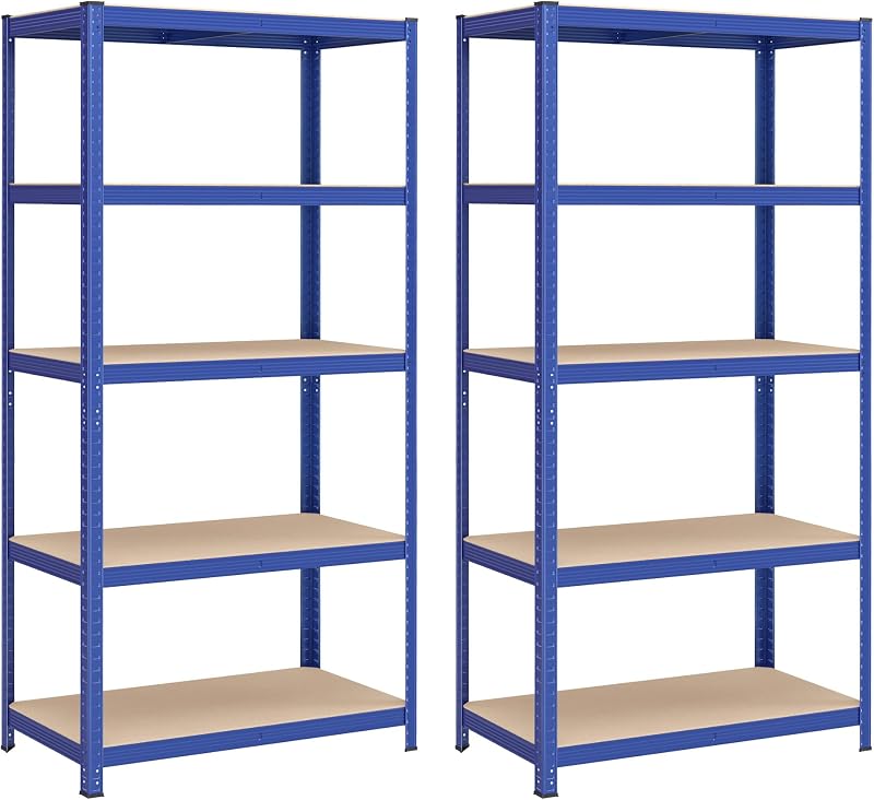SONGMICS GLR050Q02 Set of 2 Heavy Duty Steel Shelving Units 5 Shelves 600 kg