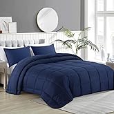 HOMBYS Oversized King Comforter 120x120, Lightweight Quilted Down Alternative Duvet Insert for All Season,Navy Blue,8 Corner Tabs