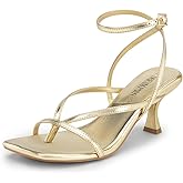 DREAM PAIRS Women's kitten Low Strappy Lace Up Heels Open Square Toe Thong Ankle Strap Heels Sexy Fashion Comfort Dress Shoes Party Sylvestra Pumps Heeled Sandals