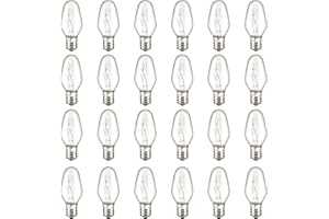 LinMiFo 24 Pack C7 Night Light Bulbs, 15 Watt Night Light Bulbs Dimmable, E12 Candelabra Base Salt Lamp Bulbs Wax Warmer Bulbs for Salt Lamp Night Light Patio Xmas String Lights (Clear)
