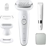 Braun Silk-épil 9 Epilator Wet Dry Pivoting Head 40 Tweezers EU Plug White view 6