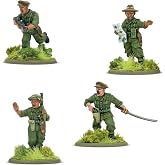 Warlord Games Bolt Action - Gurkha Army Platoon Commanders Miniature Set | 4 WWII British Commonwealth Indian Officer Figures with Heavy Weapons, Recon Platoons, 28mm Miniatures for Tabletop Wargaming