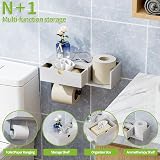 HapiRm Toilet Roll Holder With Drawer Shelf Self Adhesive Wall Mounted view 4