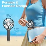 VersionTech Hand Held Fan Portable USB Rechargeable 3 Speeds Black view 8
