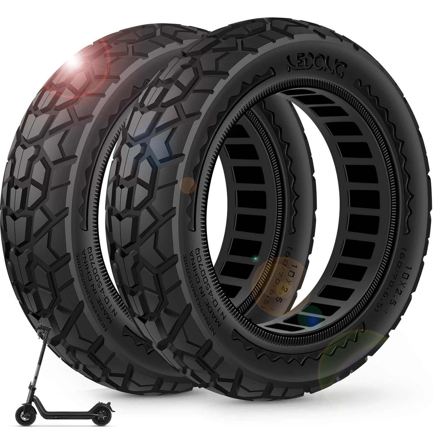Photo 1 of BANGTING 2PCS 60/70-6.5 Scooter Tire Tubeless, 10x2.5 inch Front or Rear Replacement Solid Tires, 10x2.5-6.5 Rubber Tire for Segway Max G30/G30D/G30E/G30E/G30LP/G30D II (Black)