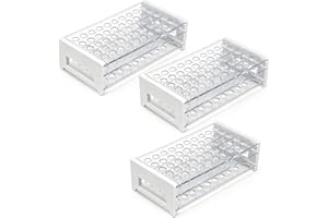 OMAWRF 3 Pack Plastic Test Tube Rack, 50 Holes Lab Rack Holder for 13mm Tubes, Detachable, Transparent