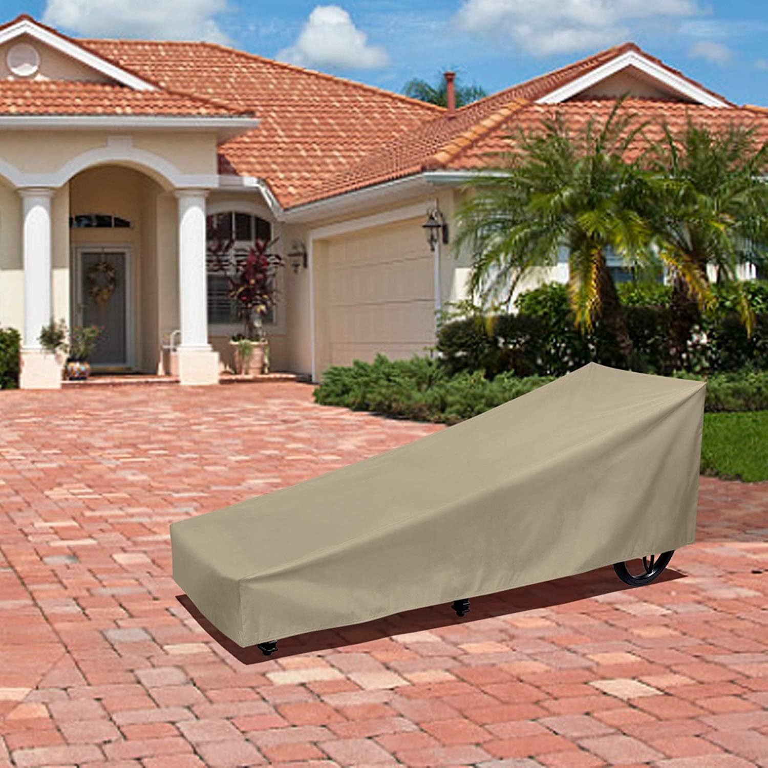 SunPatio Outdoor Chaise Lounge Cover, Patio Chaise Cover 84"L x 30"W x 24"H, Heavy Duty Waterproof Beach Chair Cover with Seam Taped, Helpful Air Vents, All Weather Protection, Neutral Taupe : Garden & Outdoor