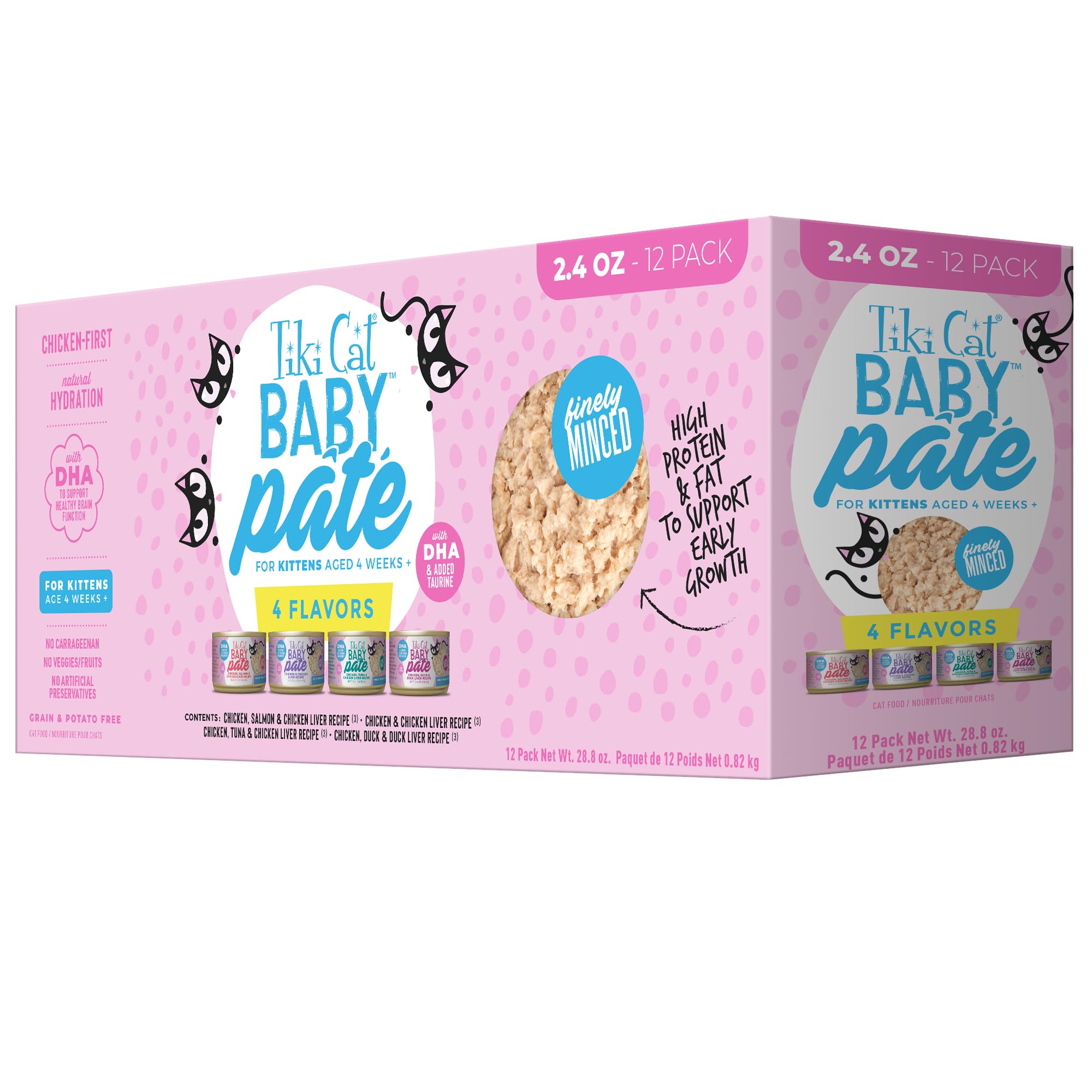 Photo 1 of ***BB 03/2028***
Tiki Cat Baby Pate Wet Cat Food for Kittens Variety Pack, 2.4 oz. Can (12 Count)