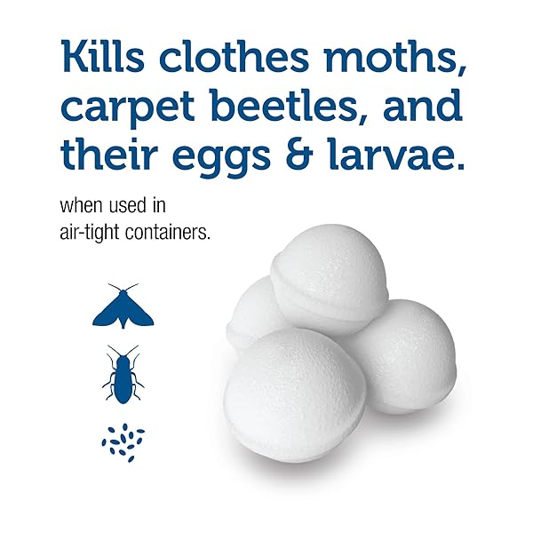 ENOZ PARA MOTH BALLS, KILLS CLOTHES MOTHS AND CARPET BEETLES, NO CLINGING ODOR,