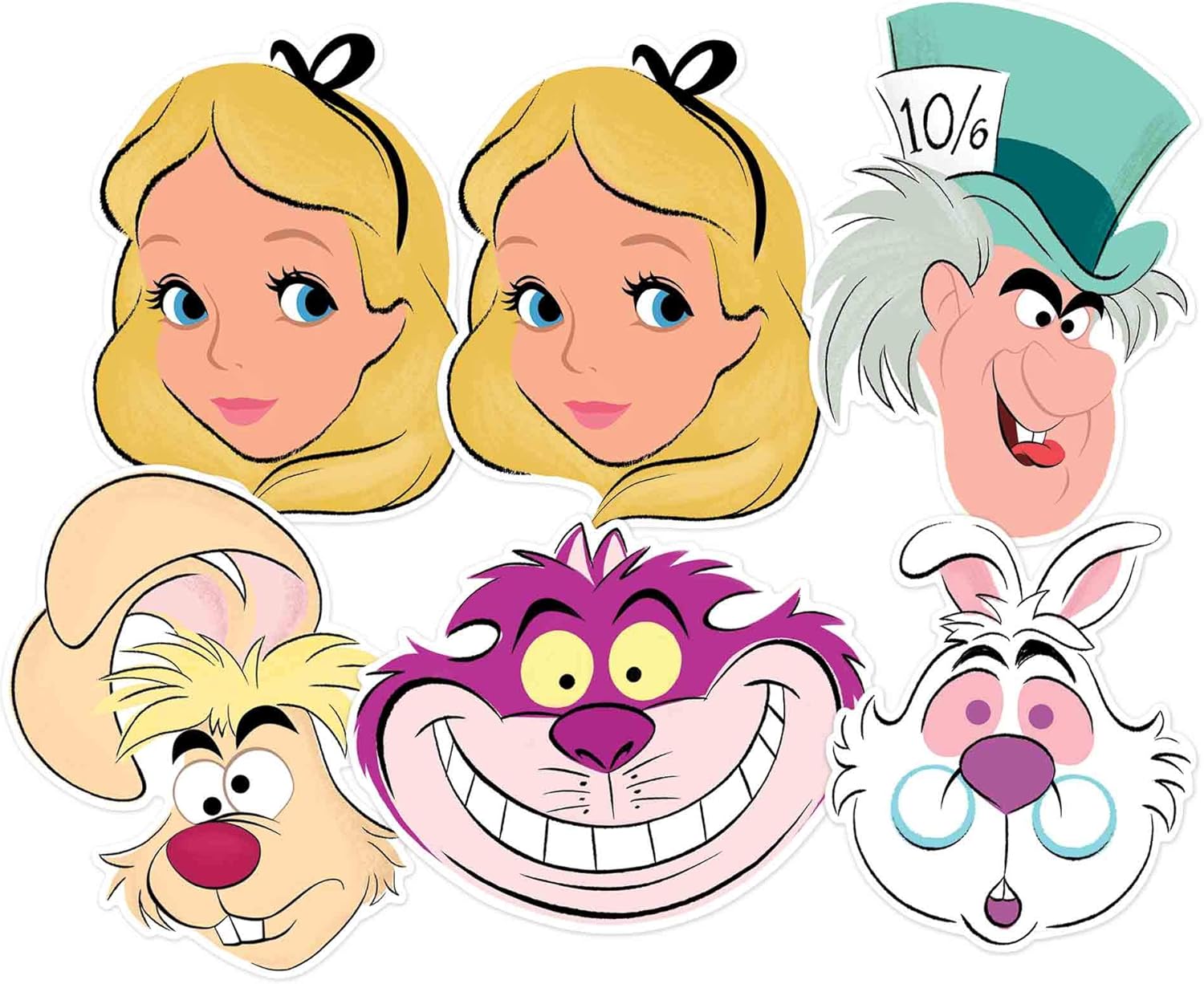 Star Cutouts Ltd Alice in Wonderland, 6 Pack Alice x 2, Cheshire Cat, Mad Hatter, March Hare