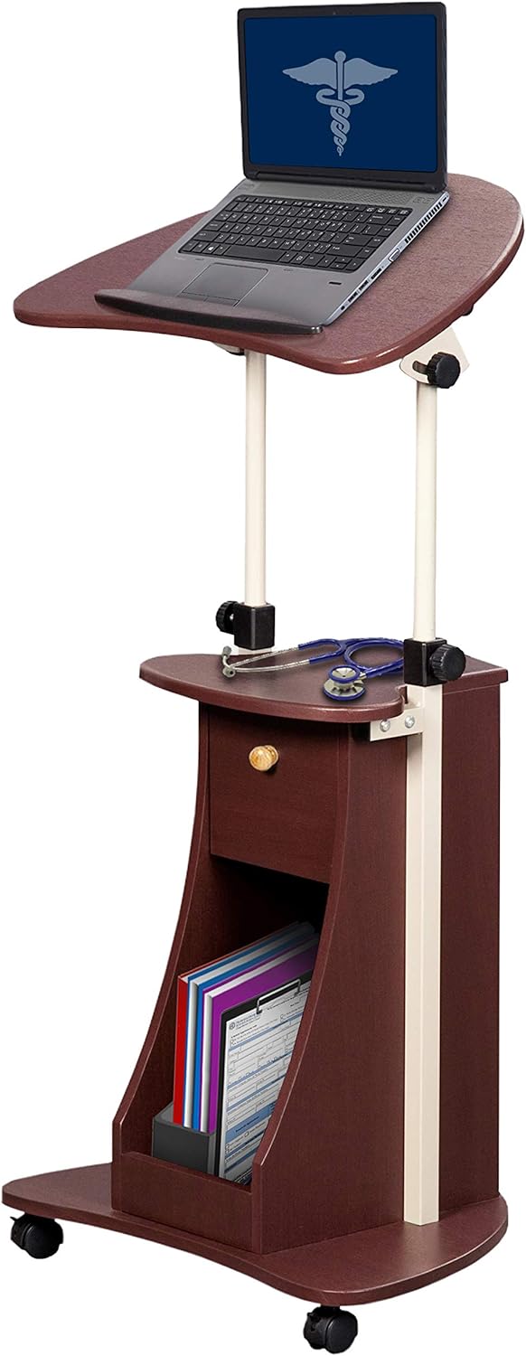 Techni Mobili Sit-to-Stand Mobile Medical Laptop Computer Cart, Chocolate: Kitchen & Dining