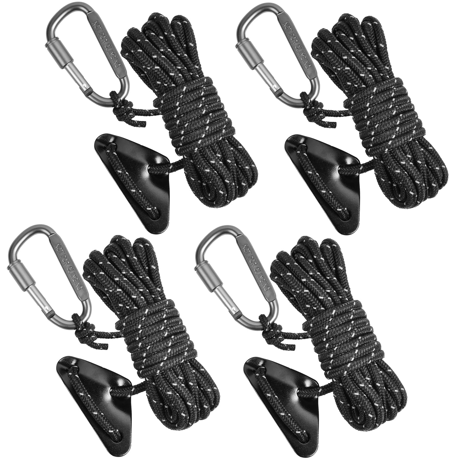 HOTUT Reflective Tent Guy Ropes, 4 Pack Tent Guide Rope with Aluminum Tensioners Adjuster, Tent Camping Rope 13 Feet/ 4M Long Guy Ropes, Reflective Cord Guy Line for Outdoor Camping Hiking Awning Tent