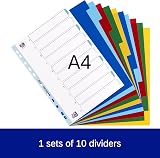 Oxford A4 Plastic 10-Part Dividers Multi-Colored Tabs Tear-Resistant Wipe-Clean view 2