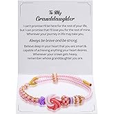 Kvekstio To My Granddaughter Blossom Knot Bracelet, Always Be Brave And Be Strong Adjustable Braided Bracelets for Granddaughter from Grandma, Inspirational Christmas Gift for Women Teen
