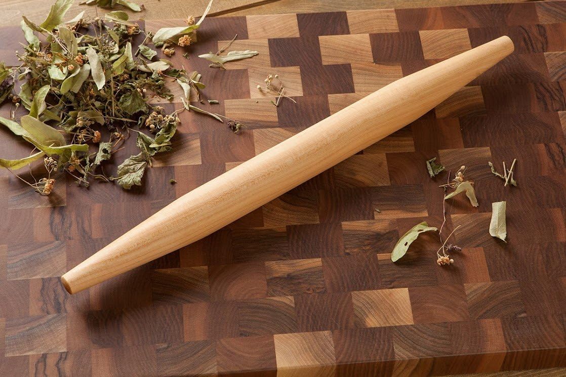French Style Rolling Pin, Pastry Roller Made of Natural Lime Wood - Measures 19.7 in. by Gourmet Chopping Boards
