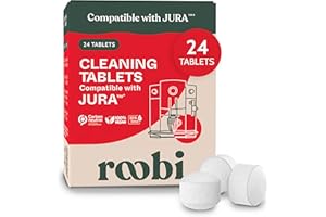 Roobi Compatible Cleaning Tablets for Jura. 24 Jura Cleaning Tablets for Automatic Espresso Coffee Machines. 100% Vegan, Carbon Neutral.