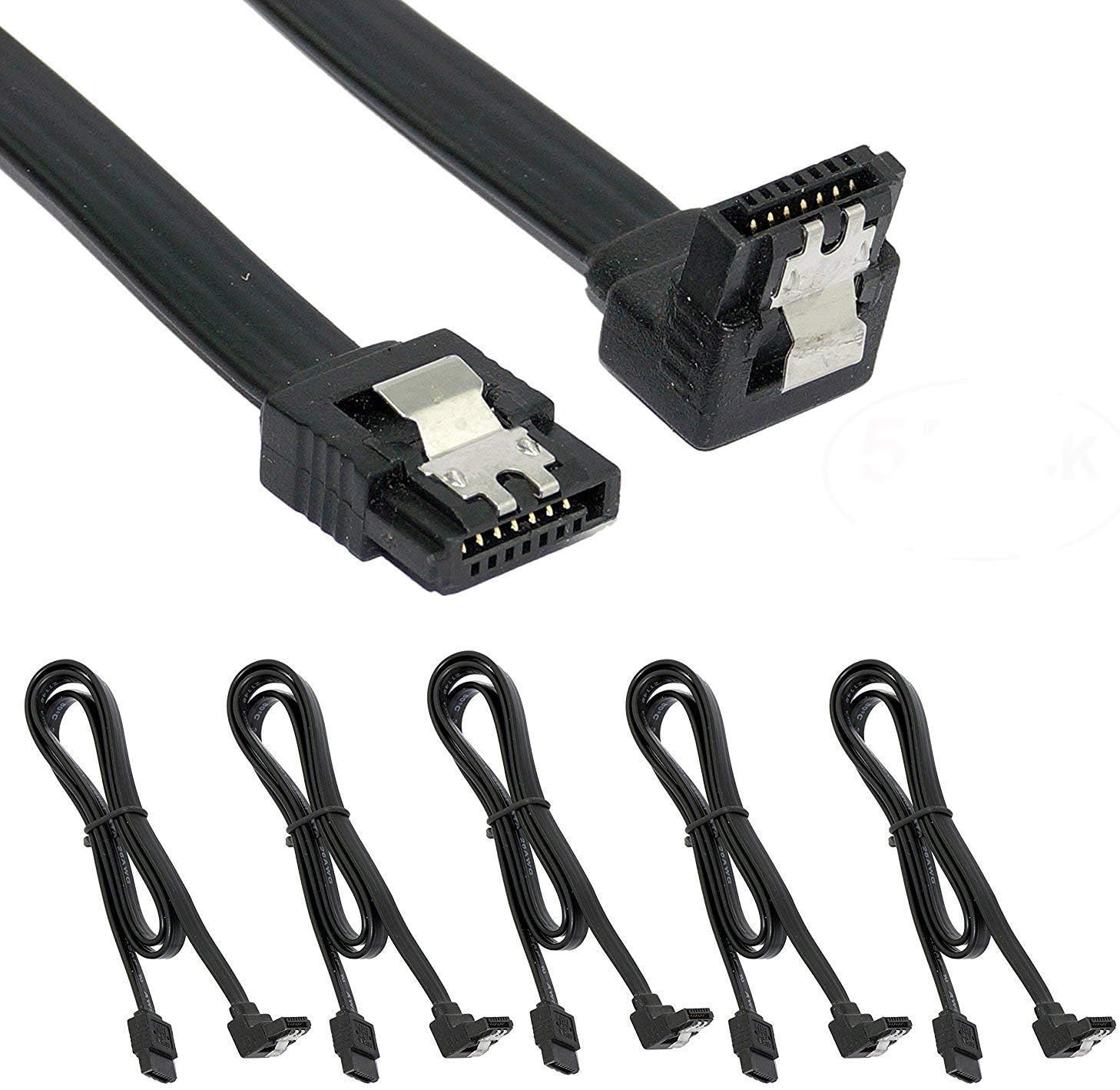 (5 x Sata 3 Data Cable) SATA III (SATA 3) cable black (60cm) with