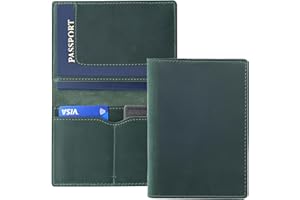 AMERICAN PERSONALIZED Leather Passport Holder with Travel Wallet, Genuine Leather Passport Cover- Passport Wallet, Leather Folding Wallet for Passports (Straight Cut, Green)
