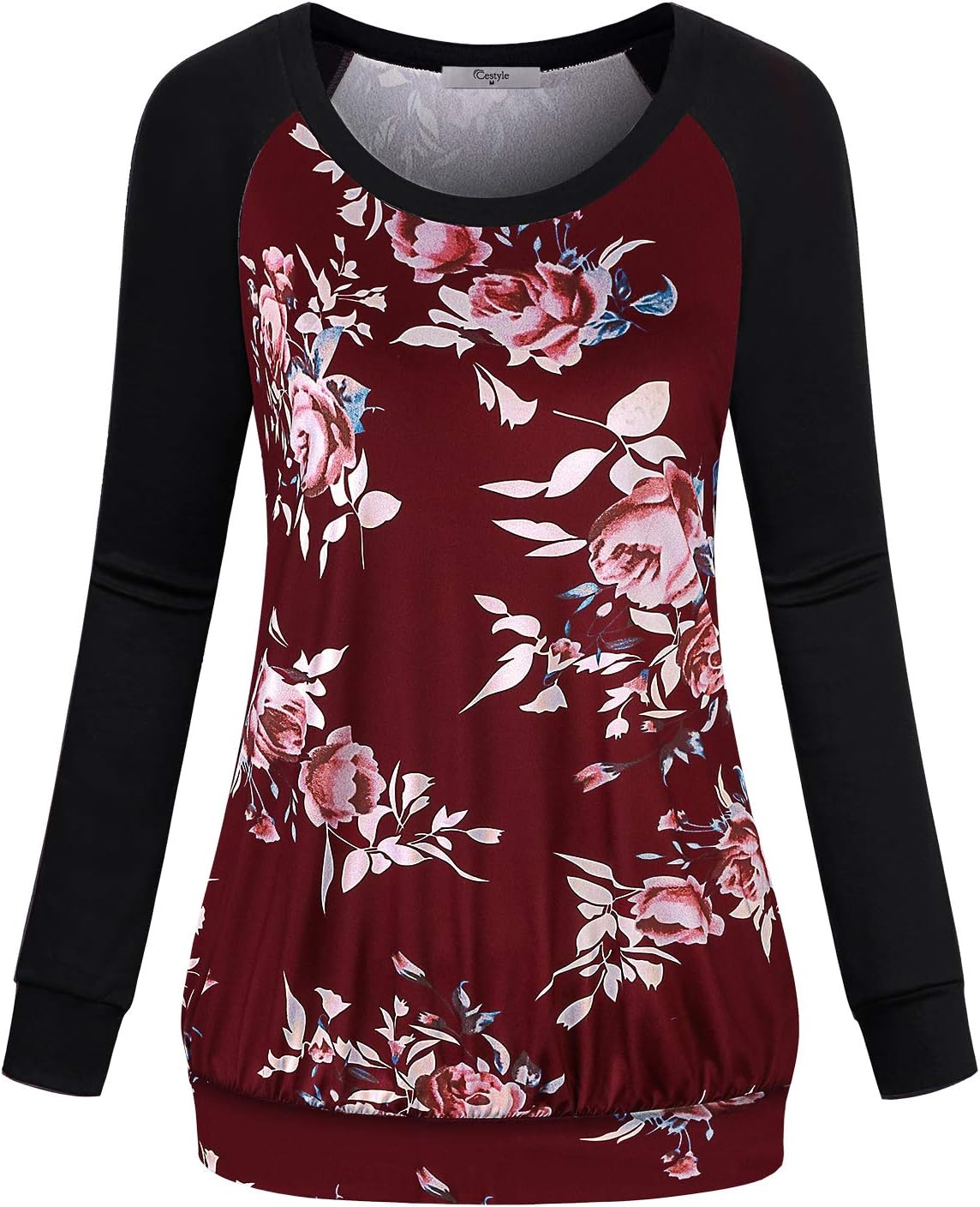 Womens Crew Neck Long Raglan Sleeve Casual Lightweight Pullover Sweatshirt