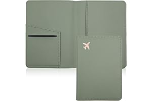Deziliao Passport Holder,Passport Holder Card Slots, Passport and Vaccine Card Holder Combo, Cute Passport cover for Women and Men, with Waterproof Rfid Blocking, Passport Travel Wallet(Moss green)