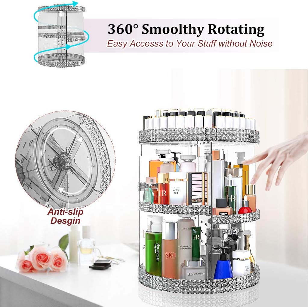 Awenia Makeup Organizer 360-Degree Rotating, Adjustable Makeup Storage, 7 Layers Large Capacity Cosmetic Storage Unit, Fits Different Types of Cosmetics and Accessories, Plus Size (Gray): Home & Kitchen