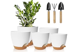 Idealife Plant Pots 7/6.5/6/5.5/5 Inch Self Watering Planters with Drainage Hole, Flower Pots for Modern Garden Pots with 178 Drainage Hole for Most House Plants, Succulents,Snake Plant