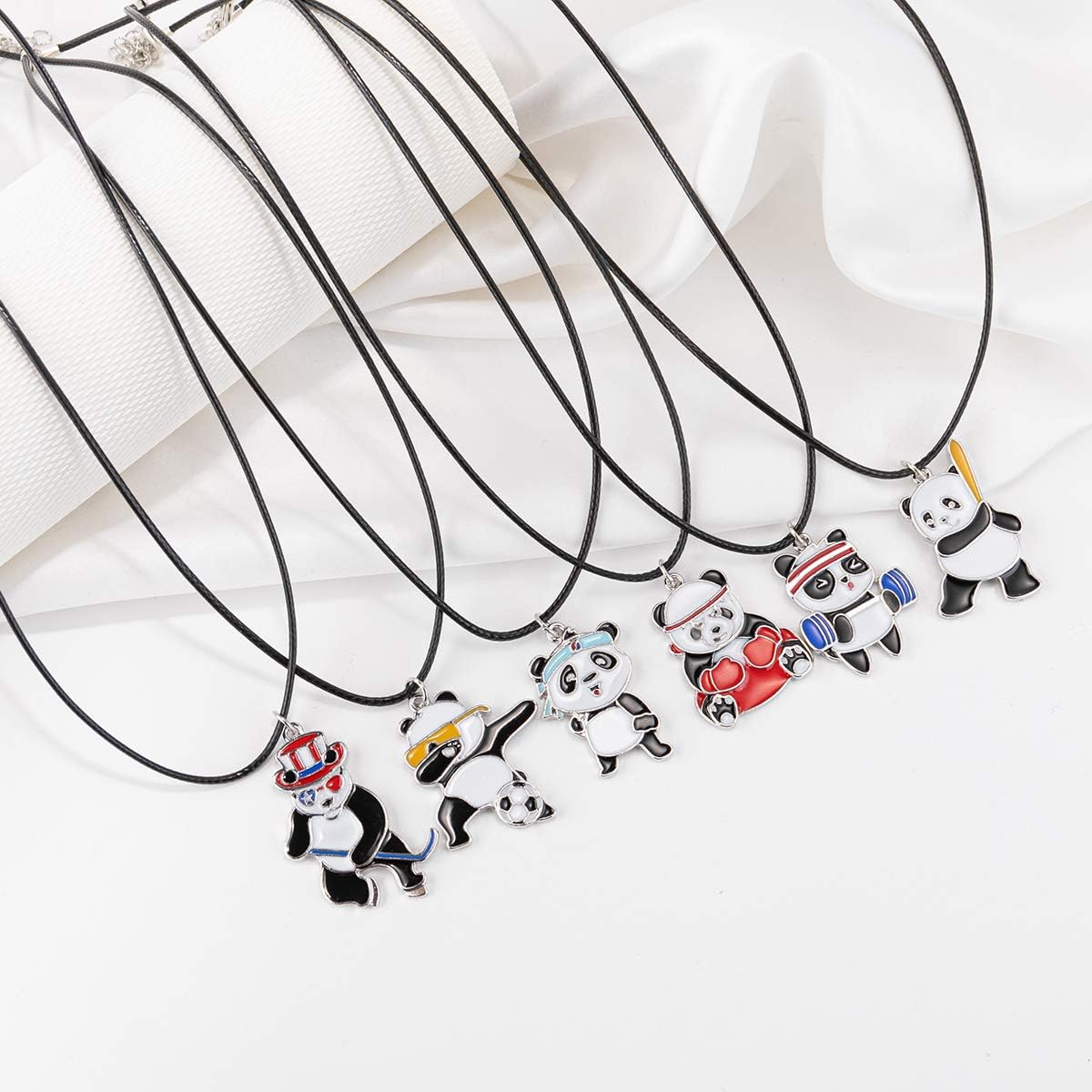 Winssigma Sports Panda Necklace with Black Cord Panda Jewelry Gift for Teen Girls and Boys: Clothing