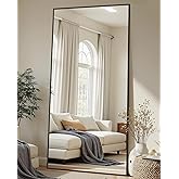 Coomily Full-Length Floor Mirror with Stand, 71"x32" Rectangle Style Full Body Standing Mirror for Bedroom, Living Room, Gym, Dorm - Shatter-Resistant & Easy Assembly, Black
