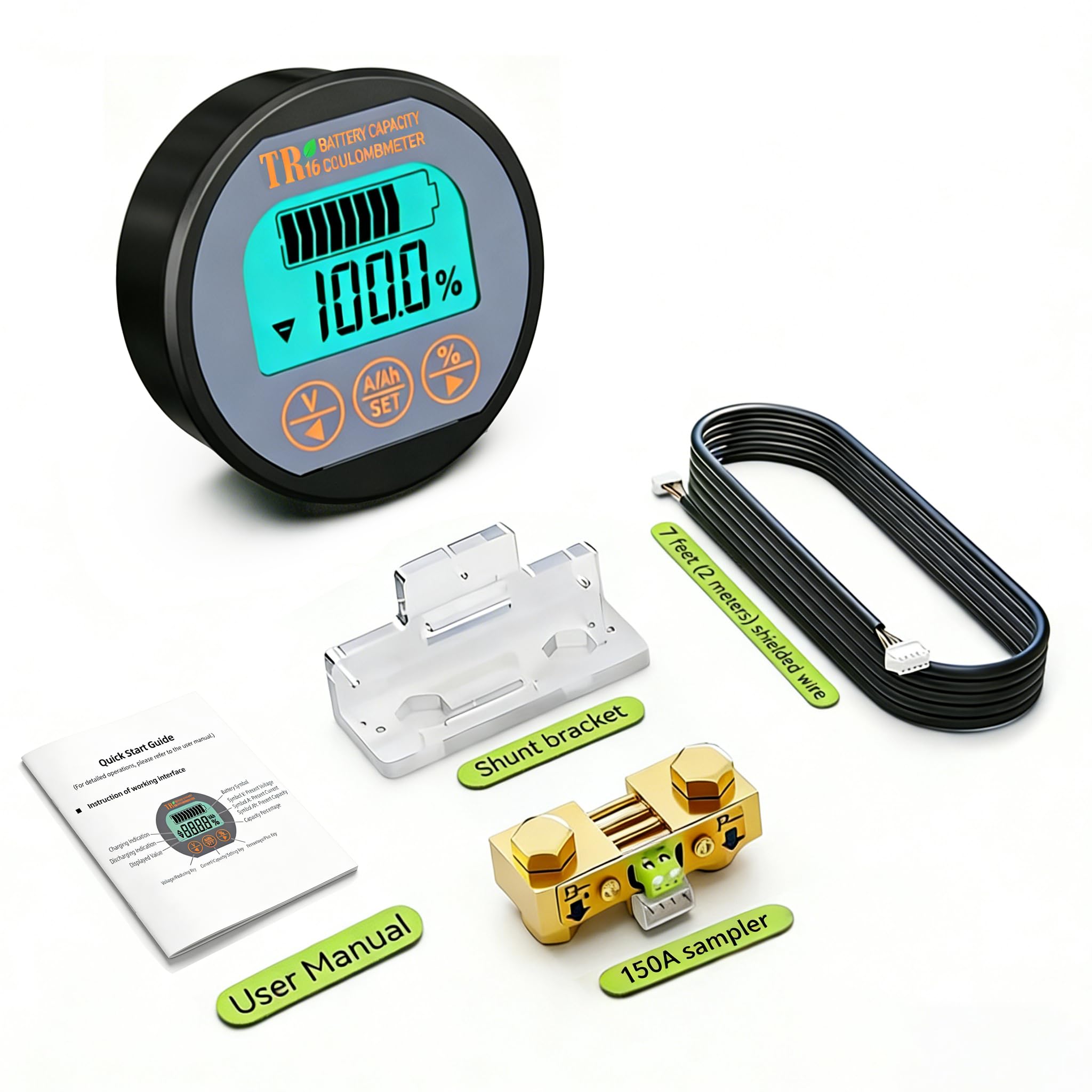 AiLi Battery Monitor Voltage Tester Voltmeter Ammeter Voltage Current Meter 80V 100A Caravan RV Motorhome UPS Lithium Iron Lead-Acid 999 AH