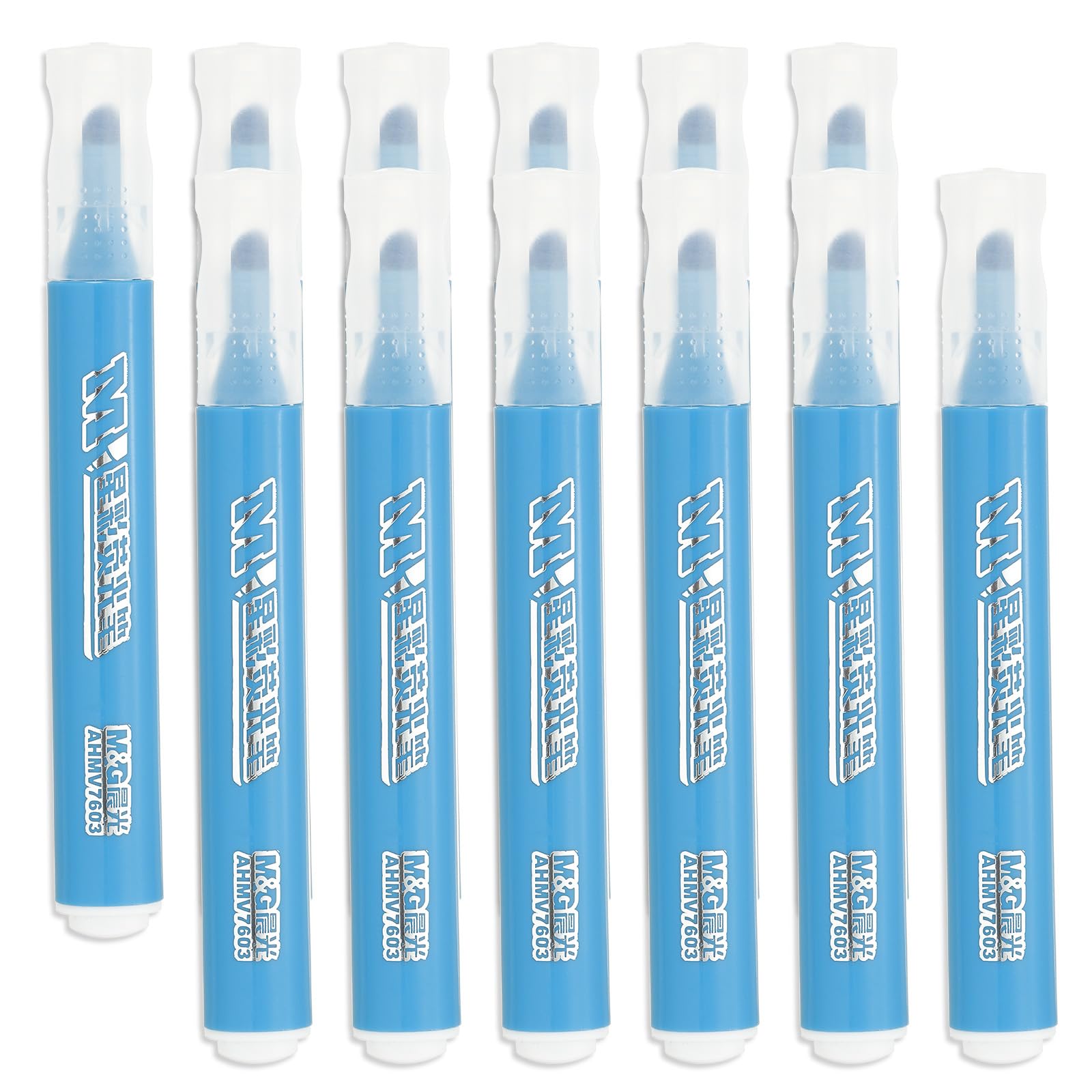 M&G Blue Highlighter, 12 Pack High Lighters Highlighters No Bleeds Highliters Pens Neon Cute Highlighters Bulk Clear View Bright Tip Marker for Books