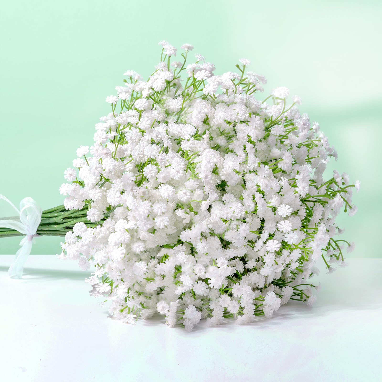 Photo 1 of jabeick Babys Breath Artificial Flowers, 7Pcs White Baby Breath Flowers Artificial Bulk, Real Touch Faux Babys Breath, Fake Babies Breath Gypsophila for Wedding Floral Arrangement Party Home Decor
