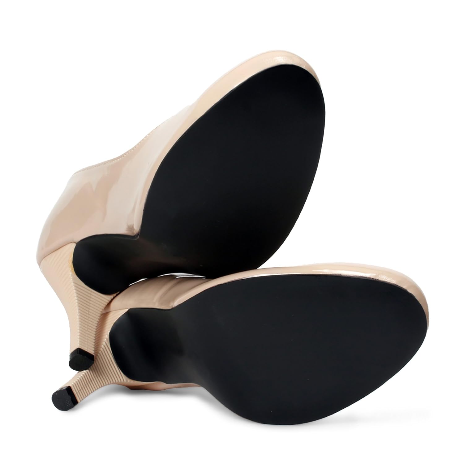 meriggiare women patent leather beige heels