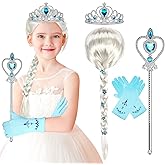 MTLEE Princess Wig Princess Cosplay Tiara Wand Costume Gloves Dress up Costume Cosplay Accessories for Birthdays Parties