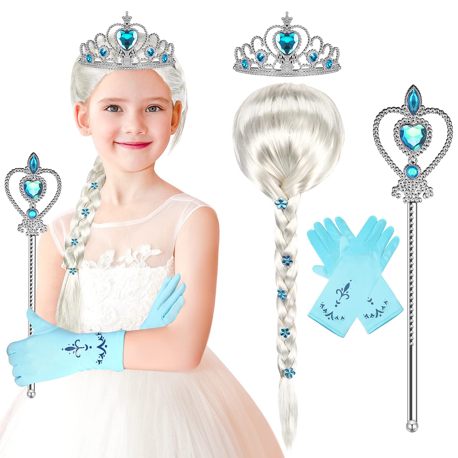 Photo 1 of ****REFERENCE PICTURE***MTLEE Princess Wig Princess Cosplay Tiara Wand Costume Gloves Dress up Costume Cosplay Accessories for Birthdays Parties