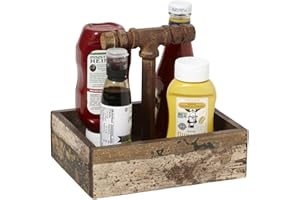 GET G.E.T. CAD1-RWD Reclaimed Wood Table Top Condiment / Drink Caddy, 9" x 7",Brown