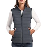 MAGCOMSEN Women's Puffer Vest Lightweight Stand Collar Zip 4 Pockets Puffy Vests Sleeveless Quilted Padded Outerwear